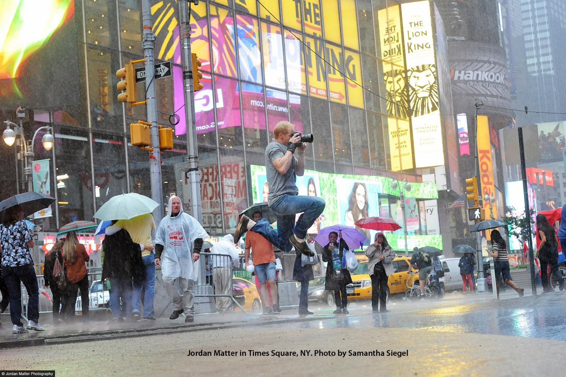 Author photo of Jordan Matter in Times Square by Samantha Siegel